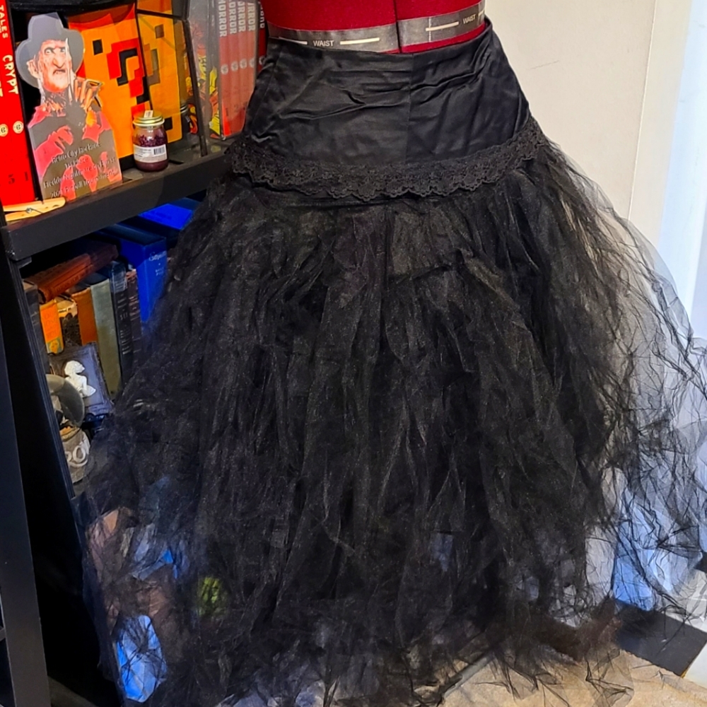 Dark Trad Goth Fairy Long Tulle Designer Skirt